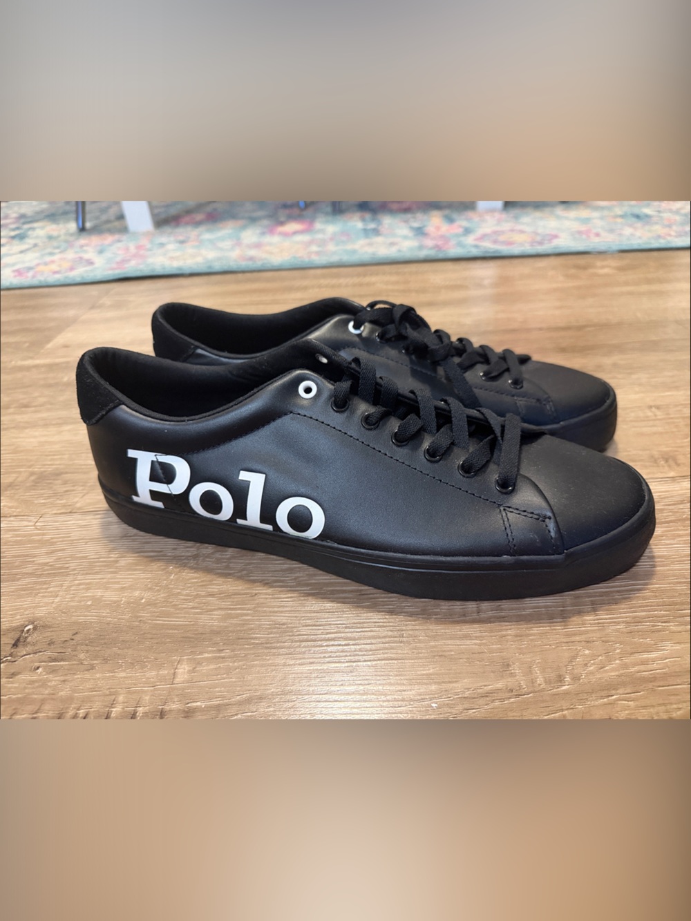 Polo by Ralph Lauren Black Low-Top Casual Sneakers with White Logo